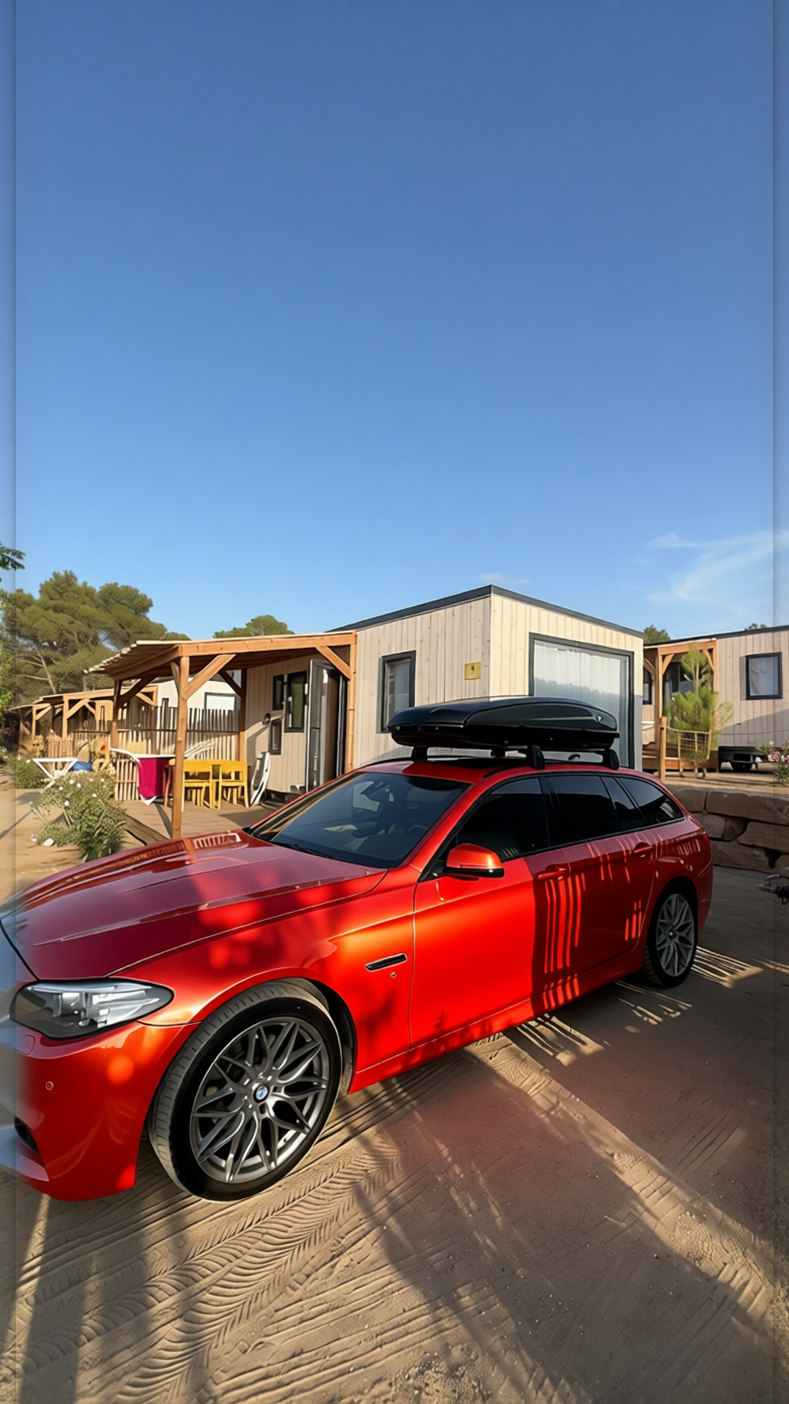BMW 5 Series rendered in Gloss Dragon Fire Red gloss wrap