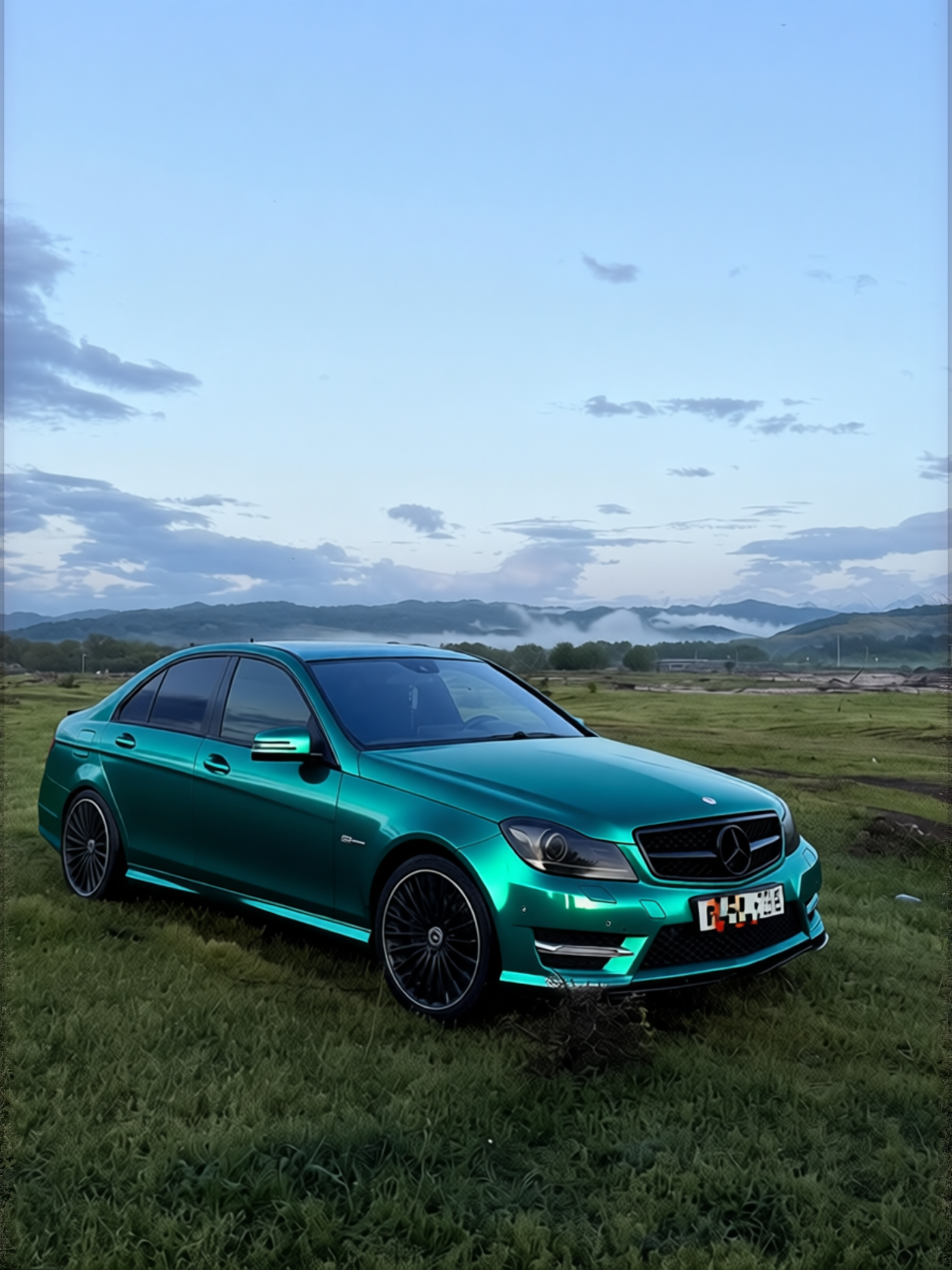 Mercedes-Benz C63 AMG rendered in Super Gloss Era Green gloss wrap