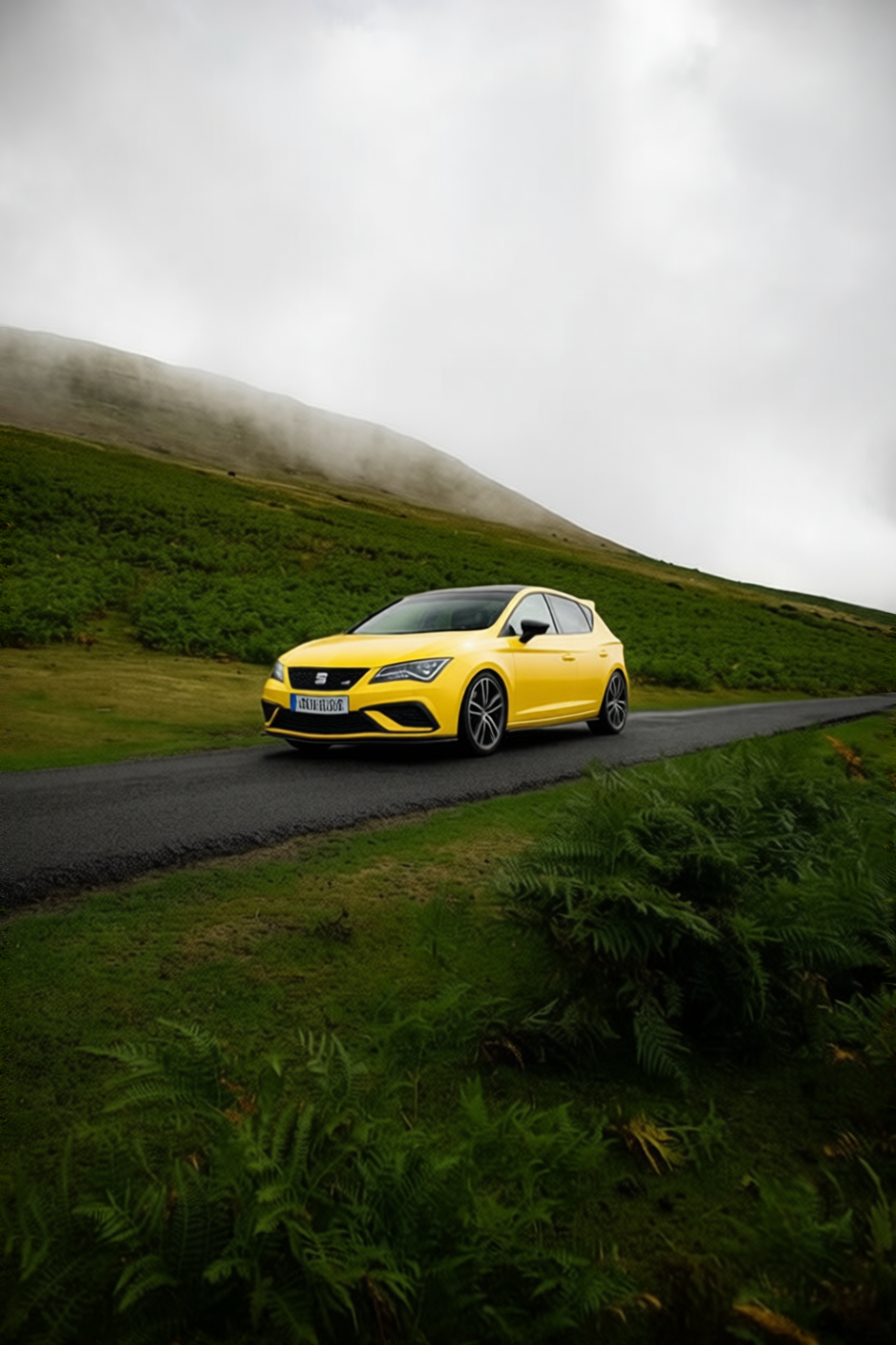 Seat Ibiza rendered in Racing Yellow gloss paint
