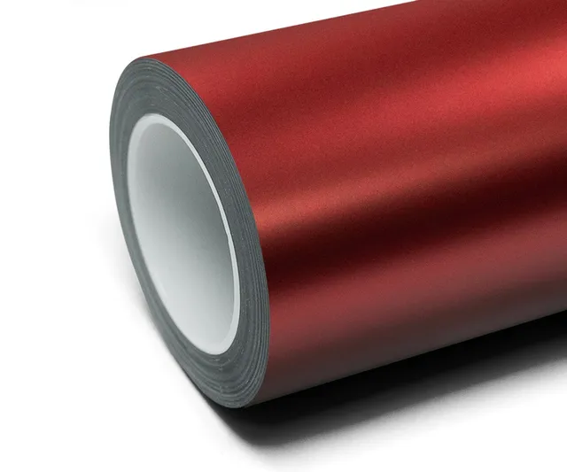 Inozetek Frozen Satin Aluminum Red vinyl wrap film texture · Specced