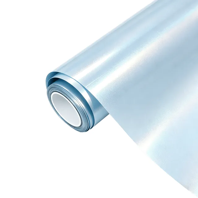 Ravoony Glossy Laser Ice Blue vinyl wrap film texture · Specced