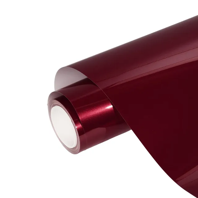 Ravoony Glossy Metallic Dark Cherry Red vinyl wrap film texture · Specced
