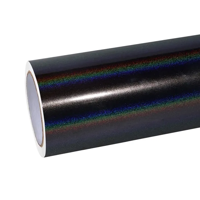 Ravoony Glossy Rainbow Laser Grey vinyl wrap film texture · Specced