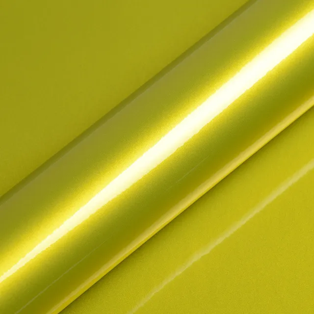 HEXIS Gloss Metallic Yellow vinyl wrap film texture · Specced