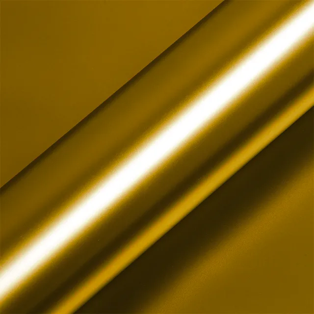 HEXIS Satin Chrome Gold vinyl wrap film texture · Specced
