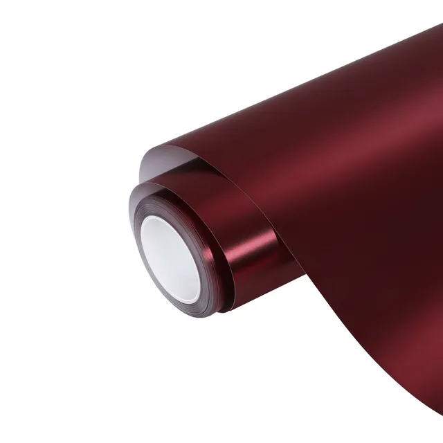 Ravoony Matte Chrome Romanee Red vinyl wrap film texture · Specced